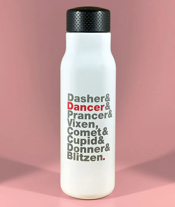 Reindeer Names Stainless Steel Water Bottle